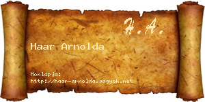 Haar Arnolda névjegykártya